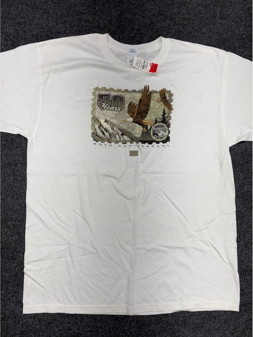 Anvil 50th Anniversary Eagle Graphic White T-Shirt XL
